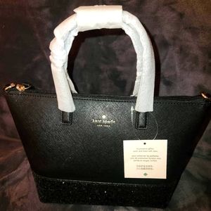 Kate Spade Greta court Ina Glitter Crossbody Bag Black Satchel